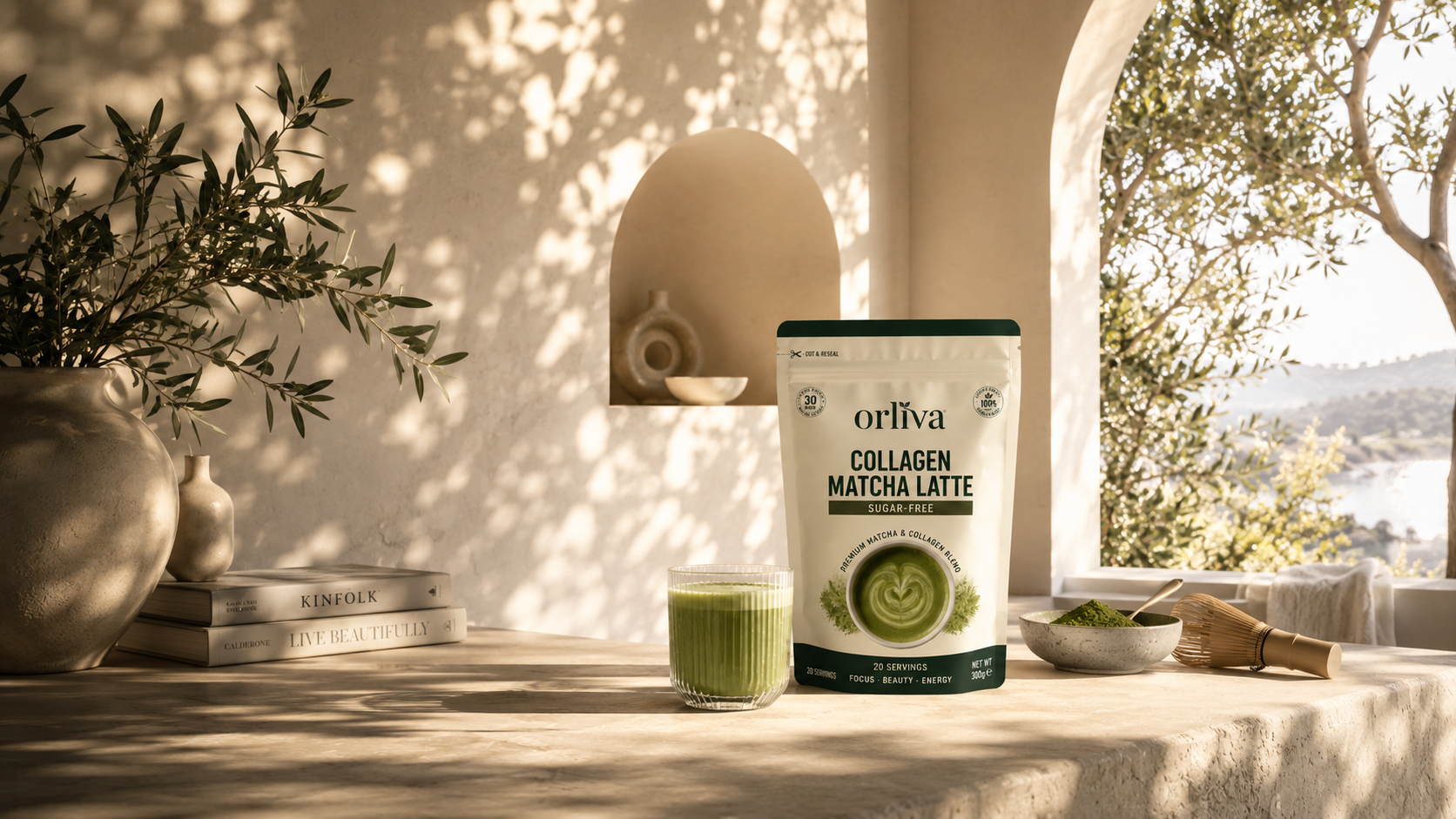 ORLIVA collagen matcha latte morning ritual