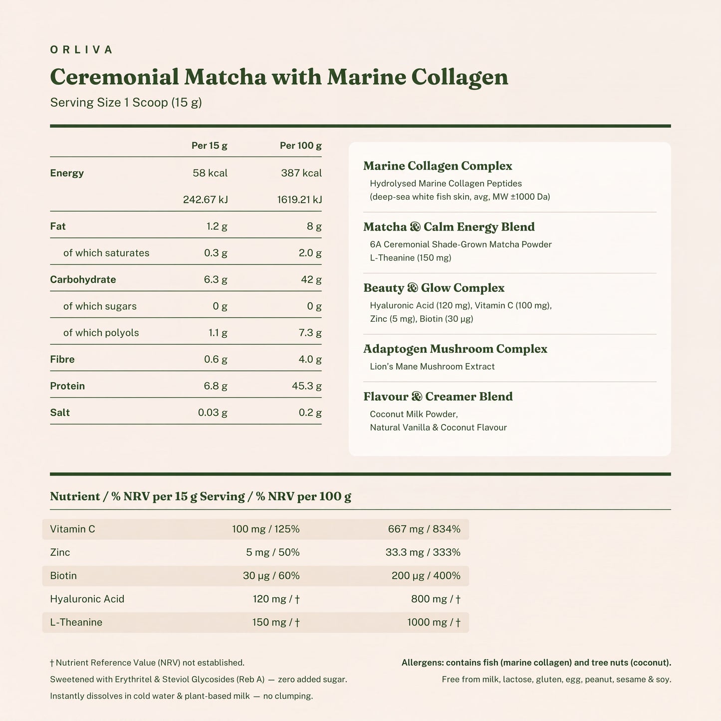 COLLAGEN MATCHA LATTE Orliva