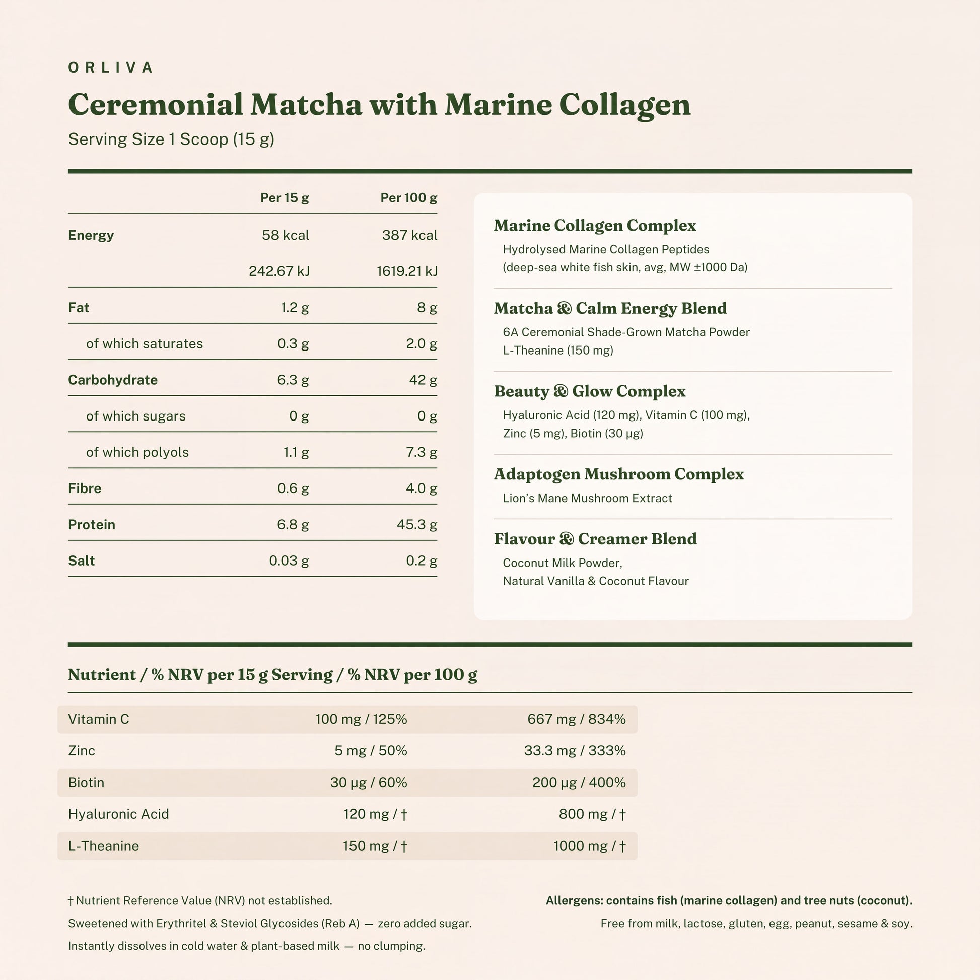 COLLAGEN MATCHA LATTE Orliva