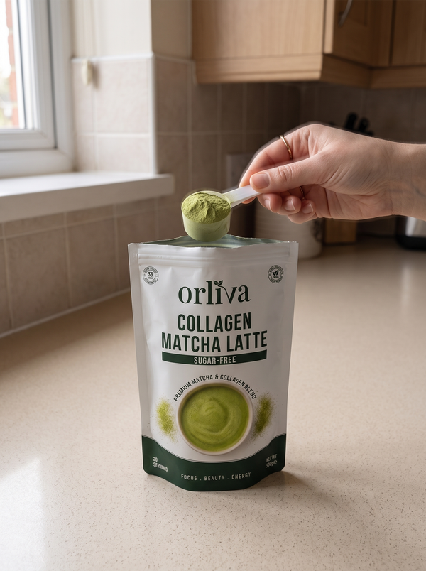 Scooping one serving from the ORLIVA pouch