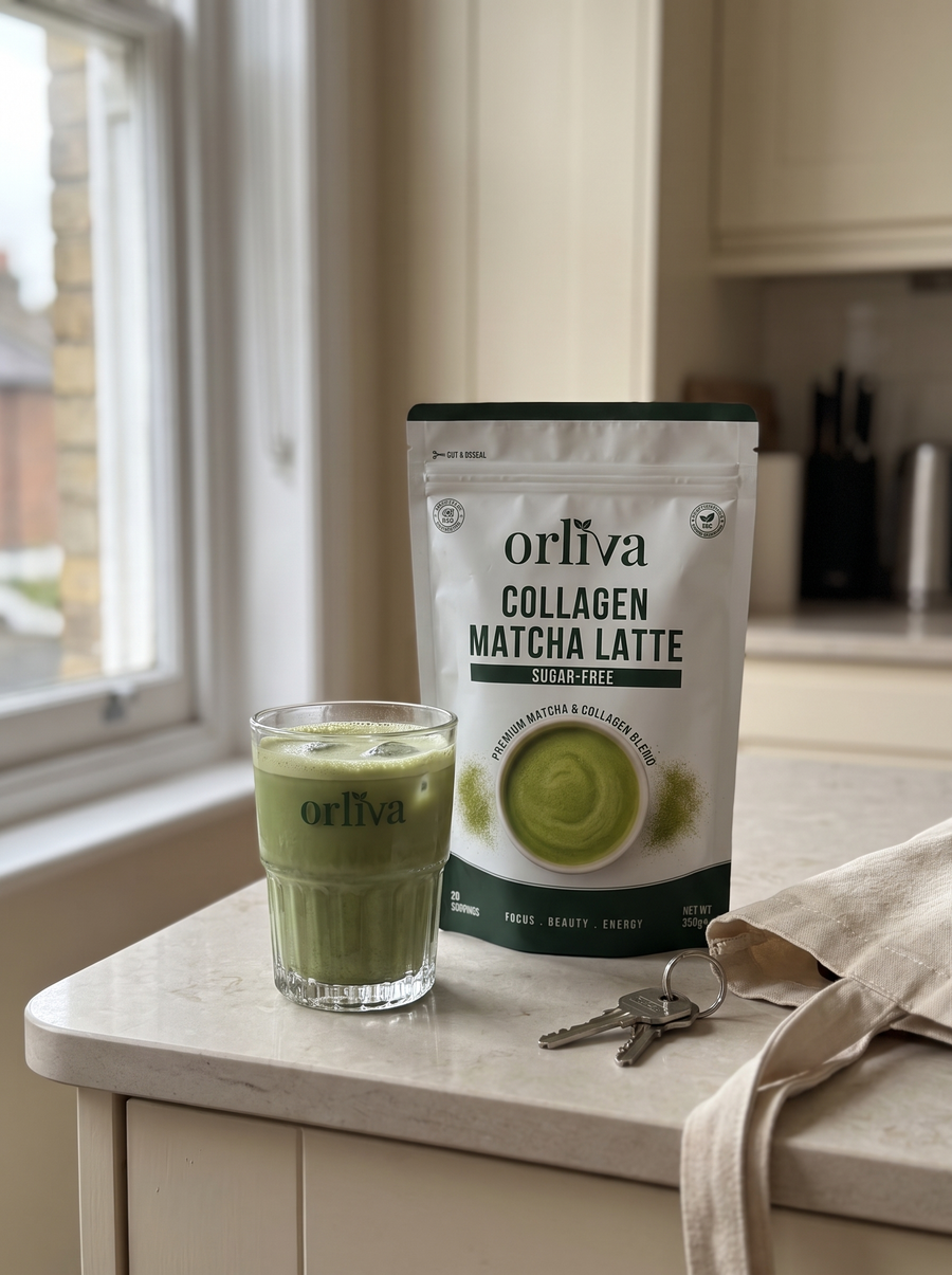 ORLIVA matcha collagen latte ready for tomorrow morning